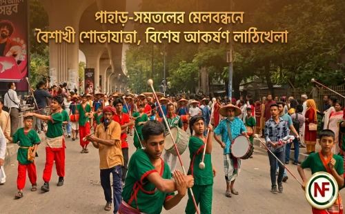 পাহাড়-সমতলের মেলবন্ধনে বৈশাখী শোভাযাত্রা, বিশেষ আকর্ষণ লাঠিখেলা